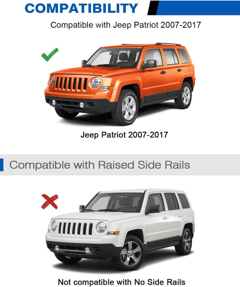 wonderdriver 300lbs Lockable Roof Rack Cross Bars Compatible with Jeep Patriot 2007-2017,Heavy Duty Aluminum Roof Rails Crossbars Cargo Canoe Black Rooftop Cargo. - Image 2